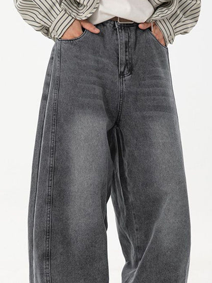 Men Wide Leg Mid-Rise Dark Jeans