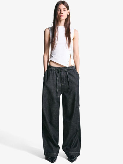 Wide-leg Fleece Jeans