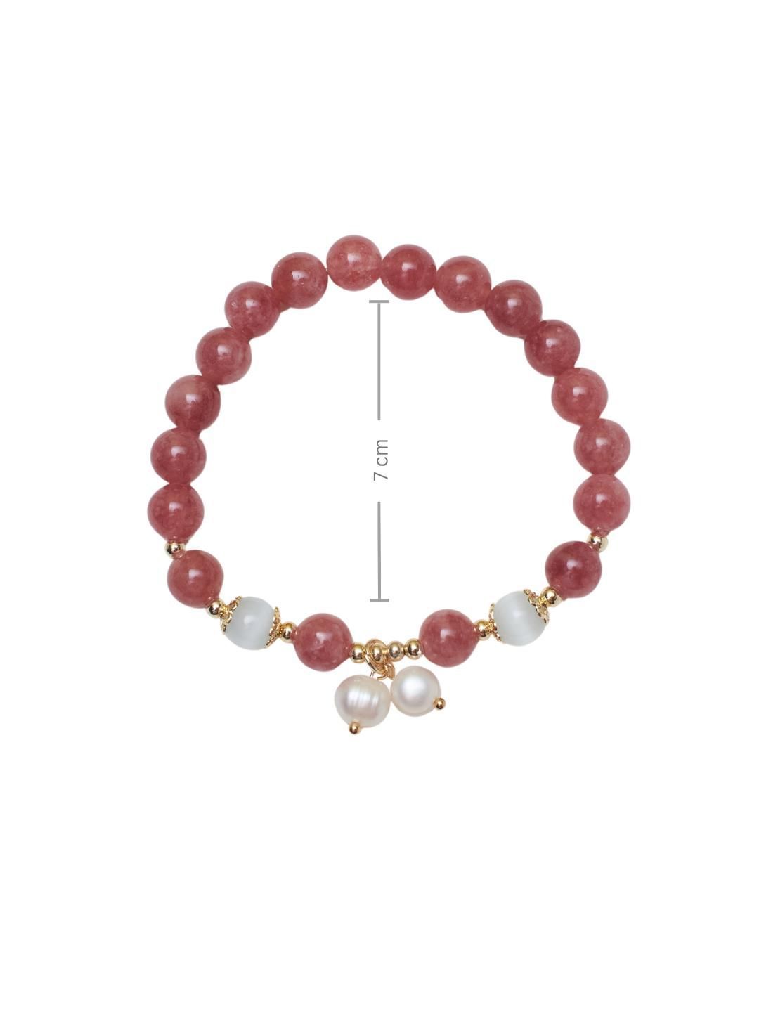 SALTY Women Stainless Steel Wild Whispers Beaded Band Elasticated Bracelet