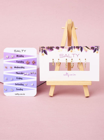 SALTY Set Of 10 Stud & Hoops Earrings