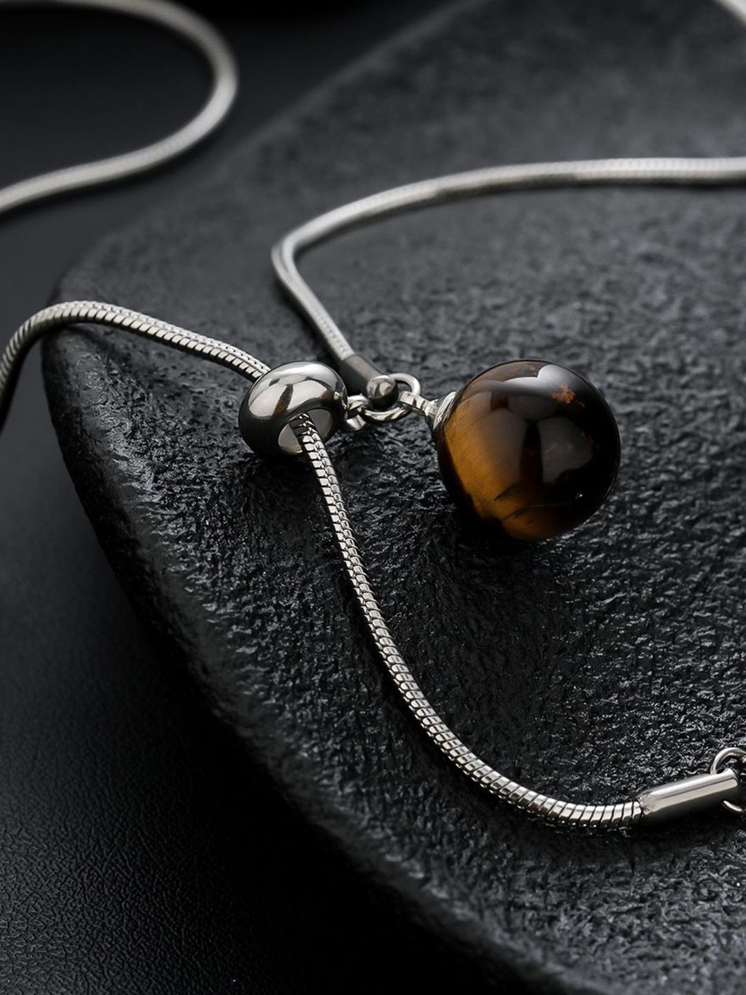 Stainless Steel Silver-Plated Artificial Stones Minimal Necklace