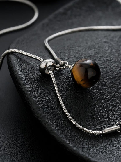 Stainless Steel Silver-Plated Artificial Stones Minimal Necklace
