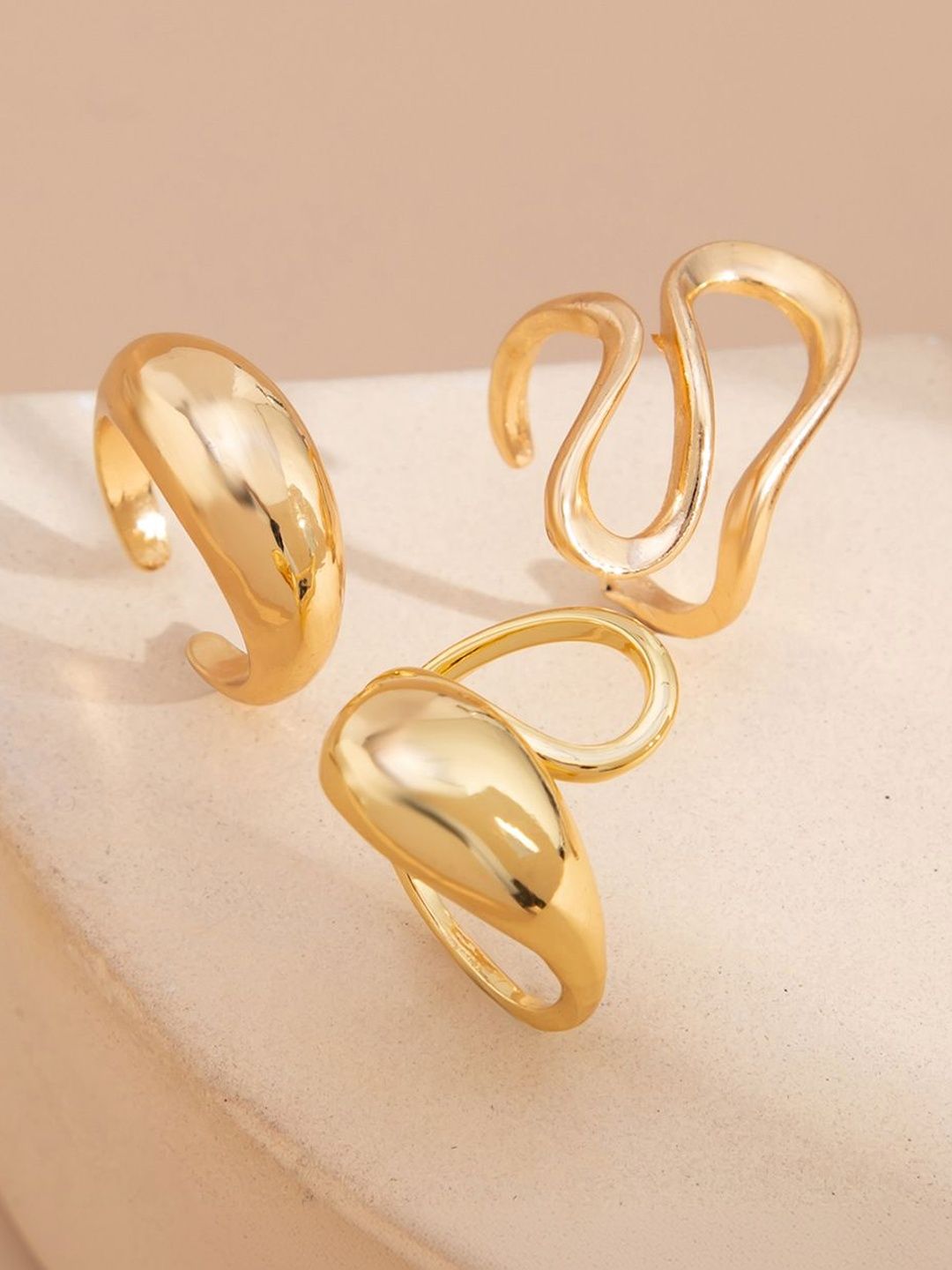 Set of 3 Gold-Plated Finger Ring