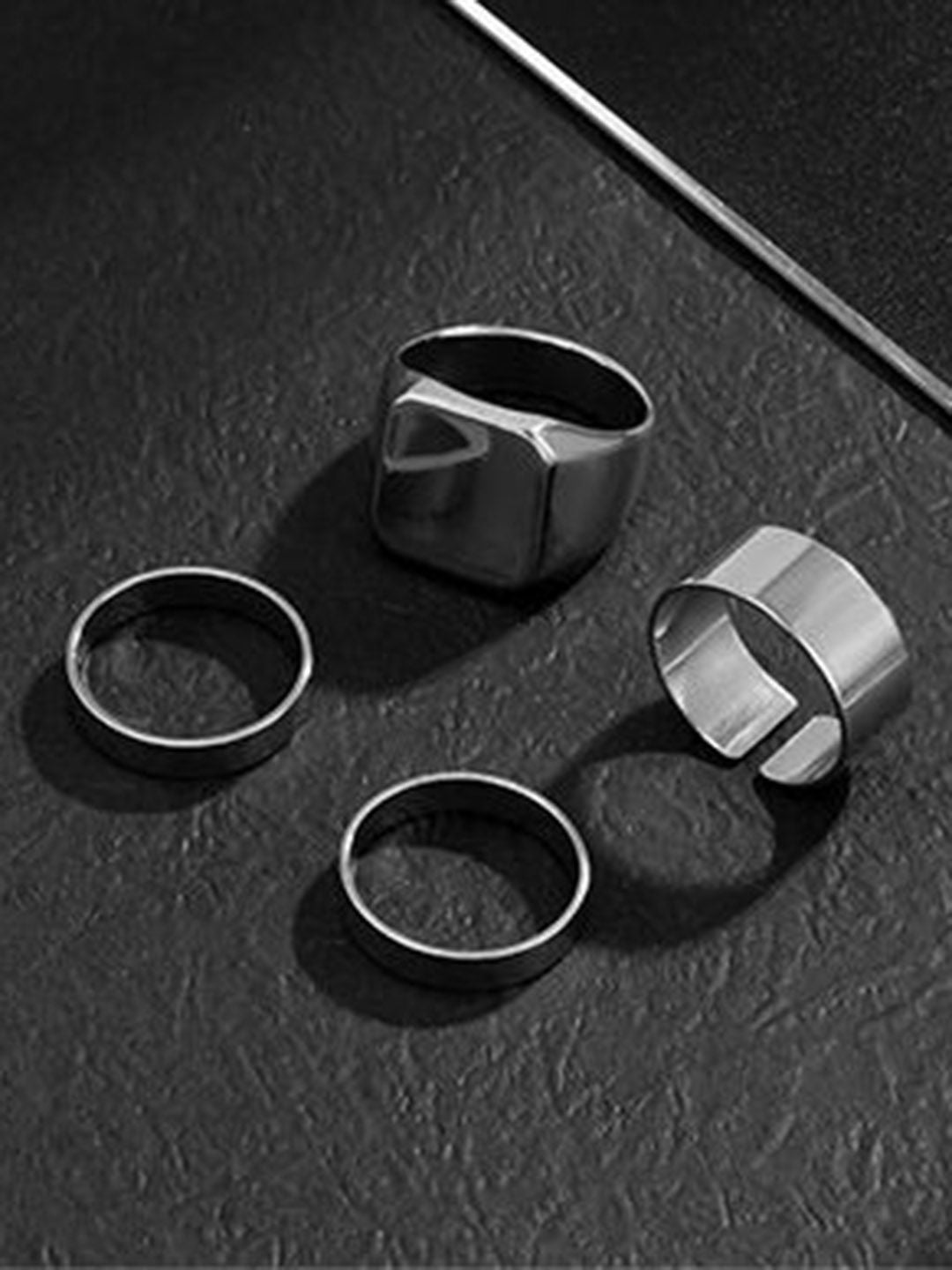 Set Of 4 Silver-Plated Finger Ring