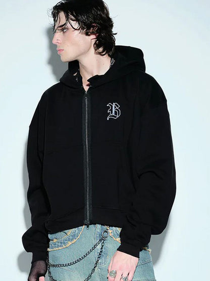 Men Shadow Sigil Zip Hooded Pullover Sweatshirt