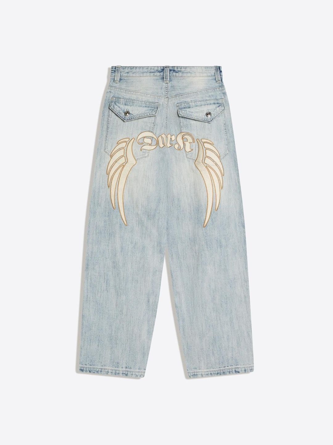 Embroidered super baggy jeans
