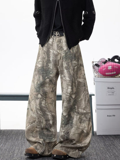 Men Wide Leg Mid-Rise Printed Jeans