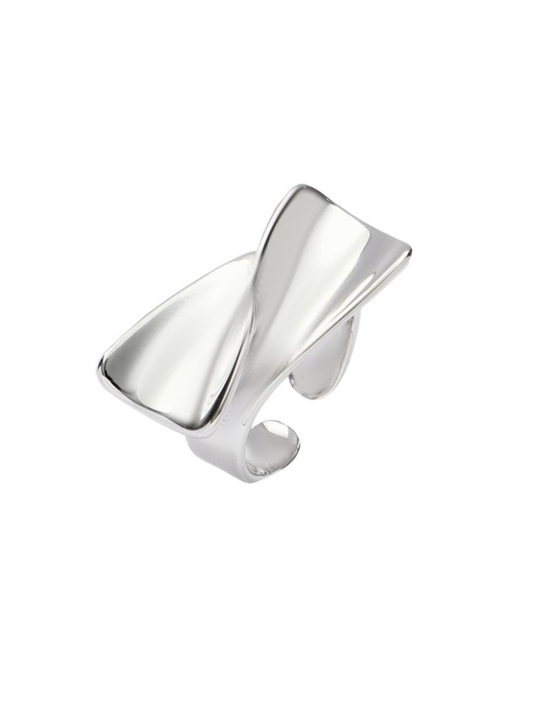 SALTY Women & Girls Silver Statement Curve Stylish Adjustable Finger Ring