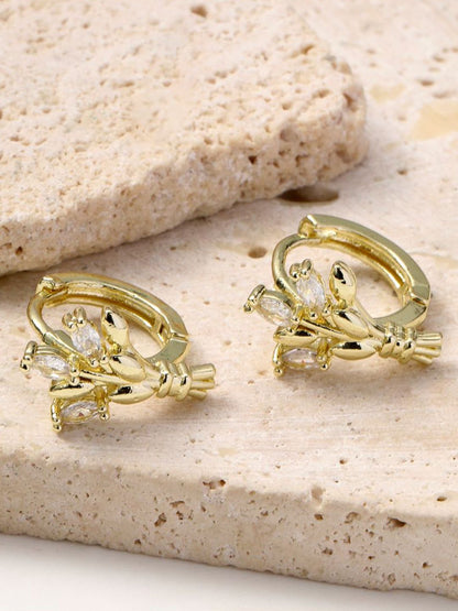 SALTY Gold-Plated Contemporary Artificial Stone Studded Studs Earrings