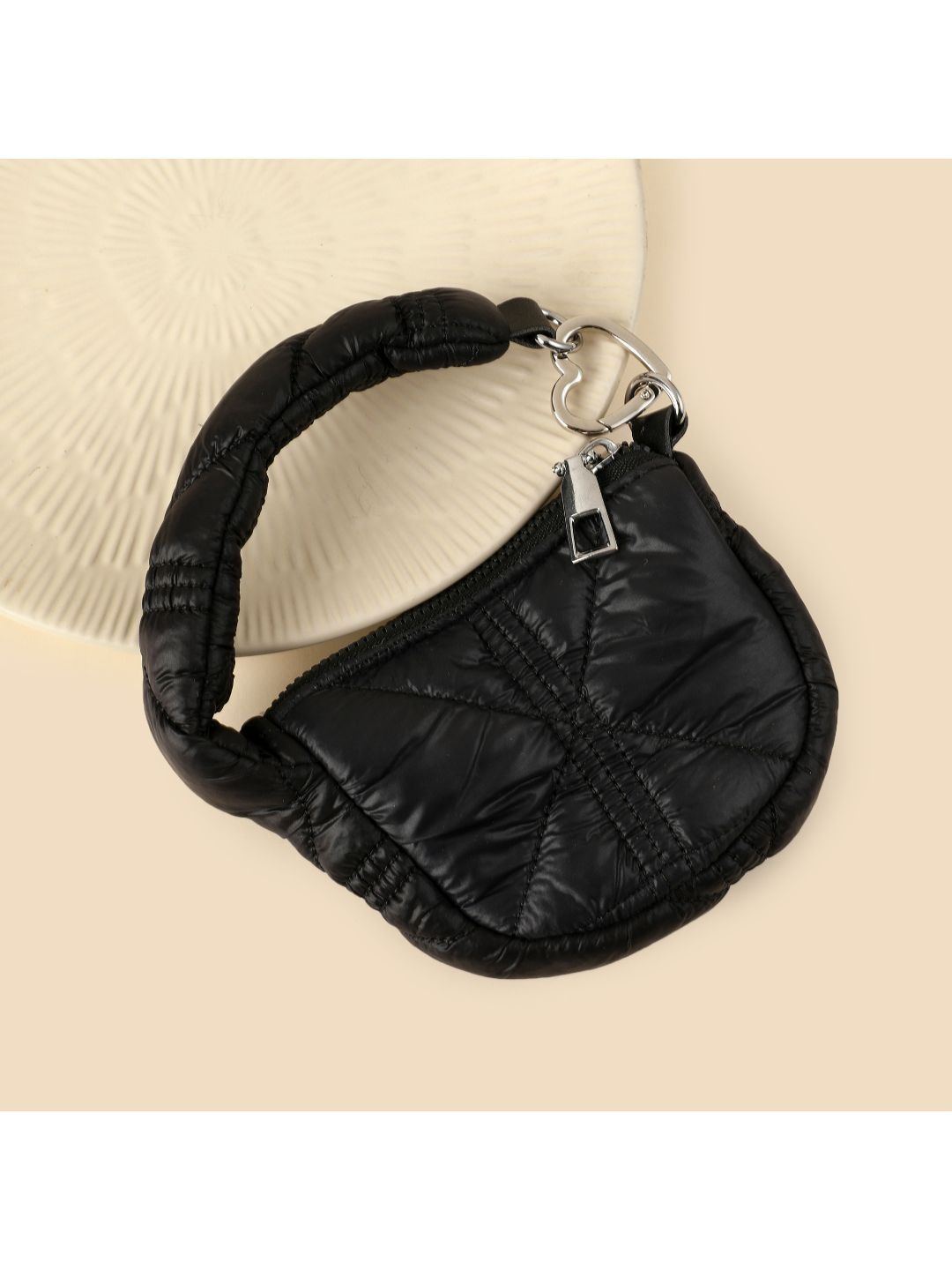 SALTY Black Mini Quilted Puff Bag Charm