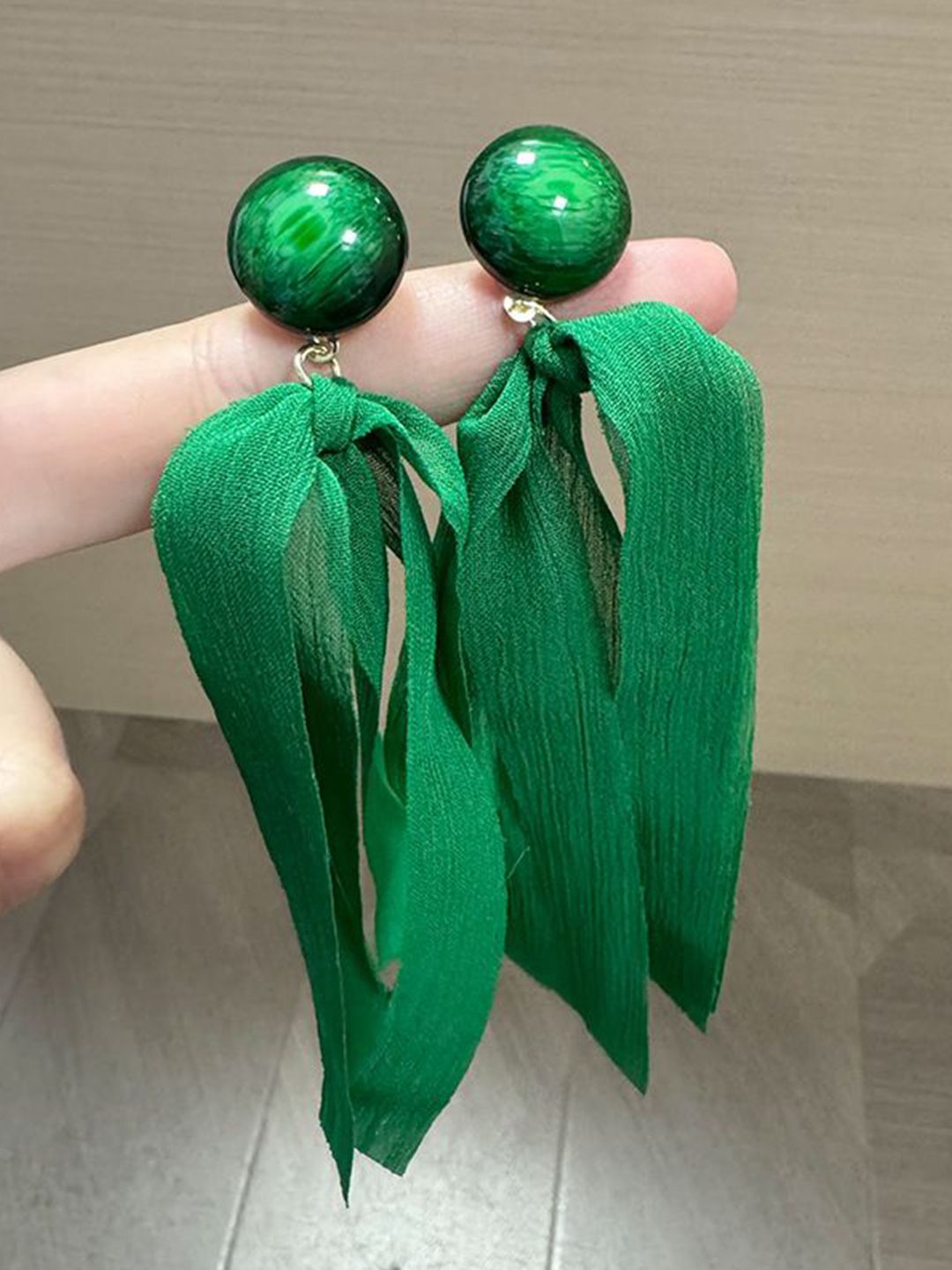 Artificial Stones Studded Circular Shaped Drop Earrings