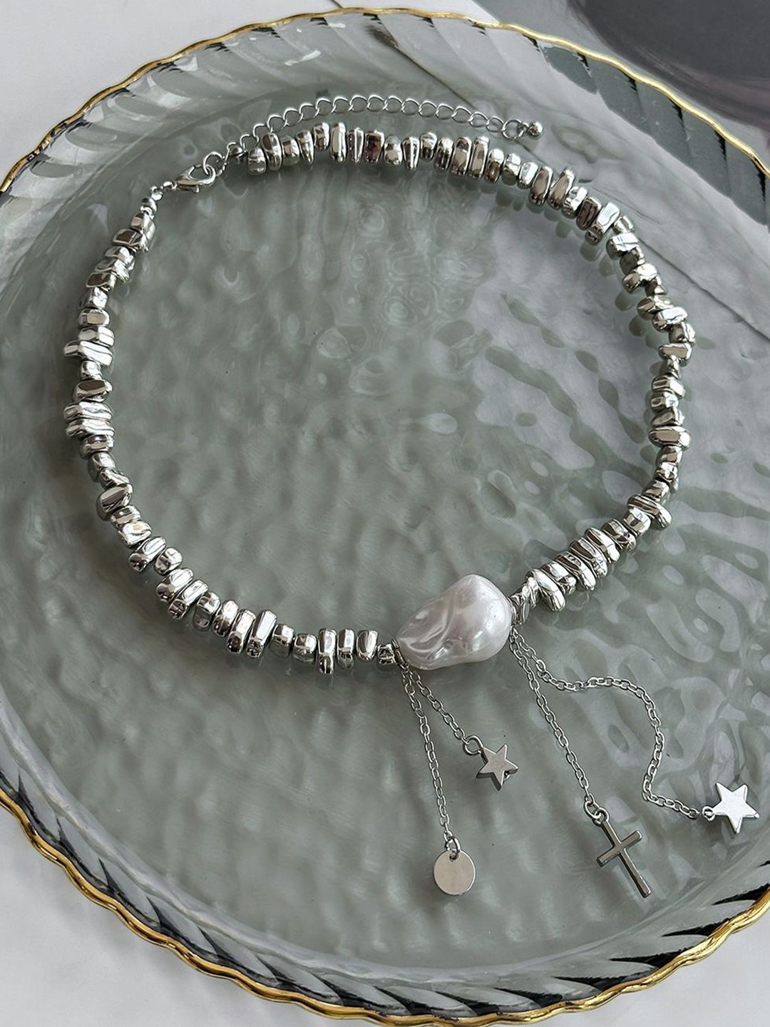Silver-Plated Enamelled Necklace