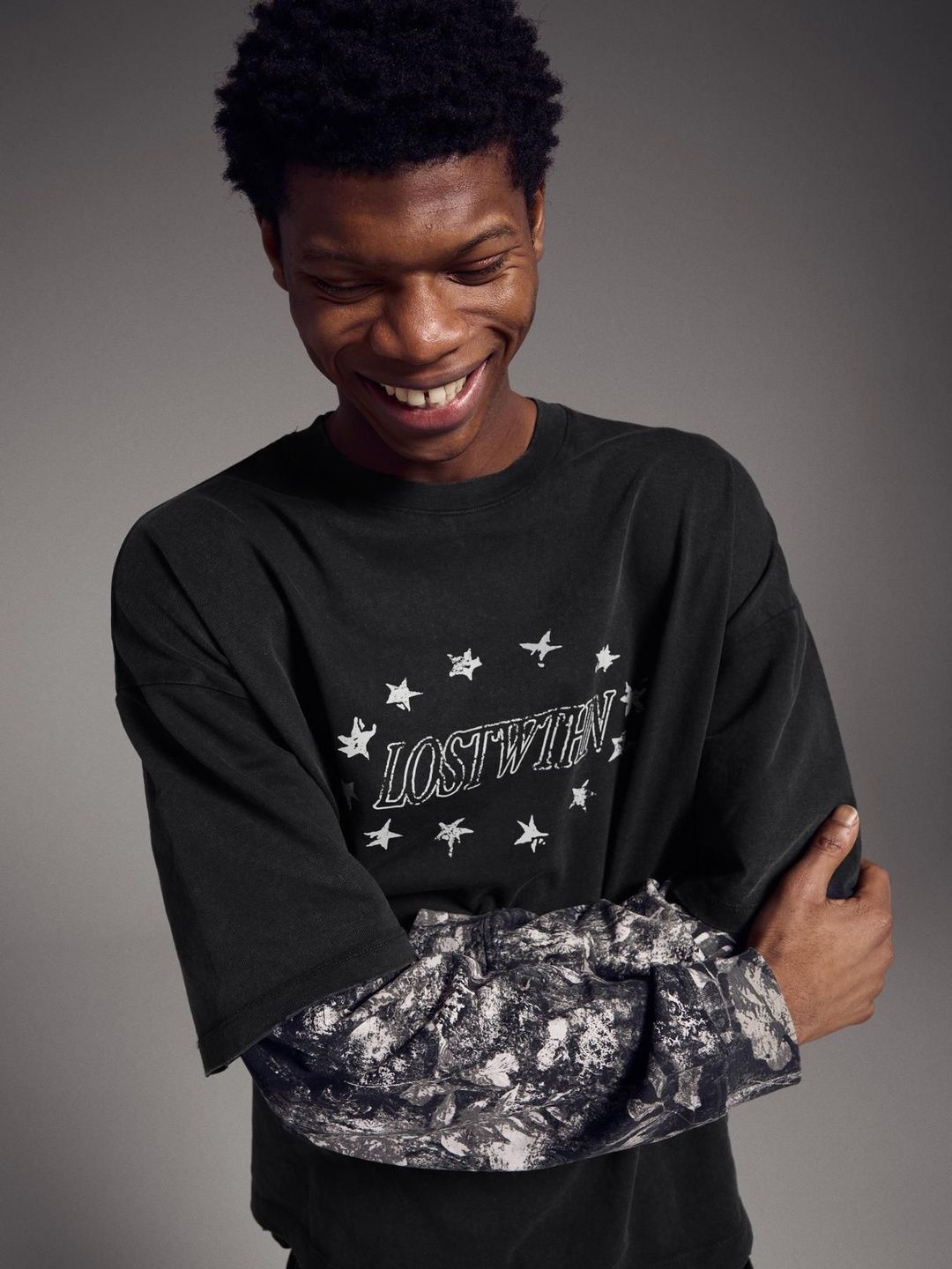 Double print long sleeve T-shirt
