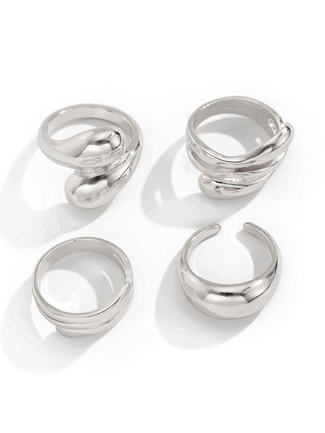 Set of 4 Silver-Plated Finger Ring