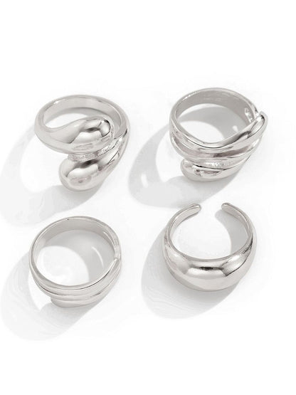 Set of 4 Silver-Plated Finger Ring