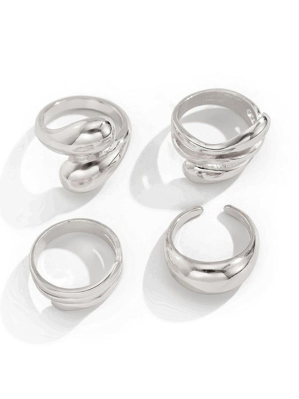 Set of 4 Silver-Plated Finger Ring