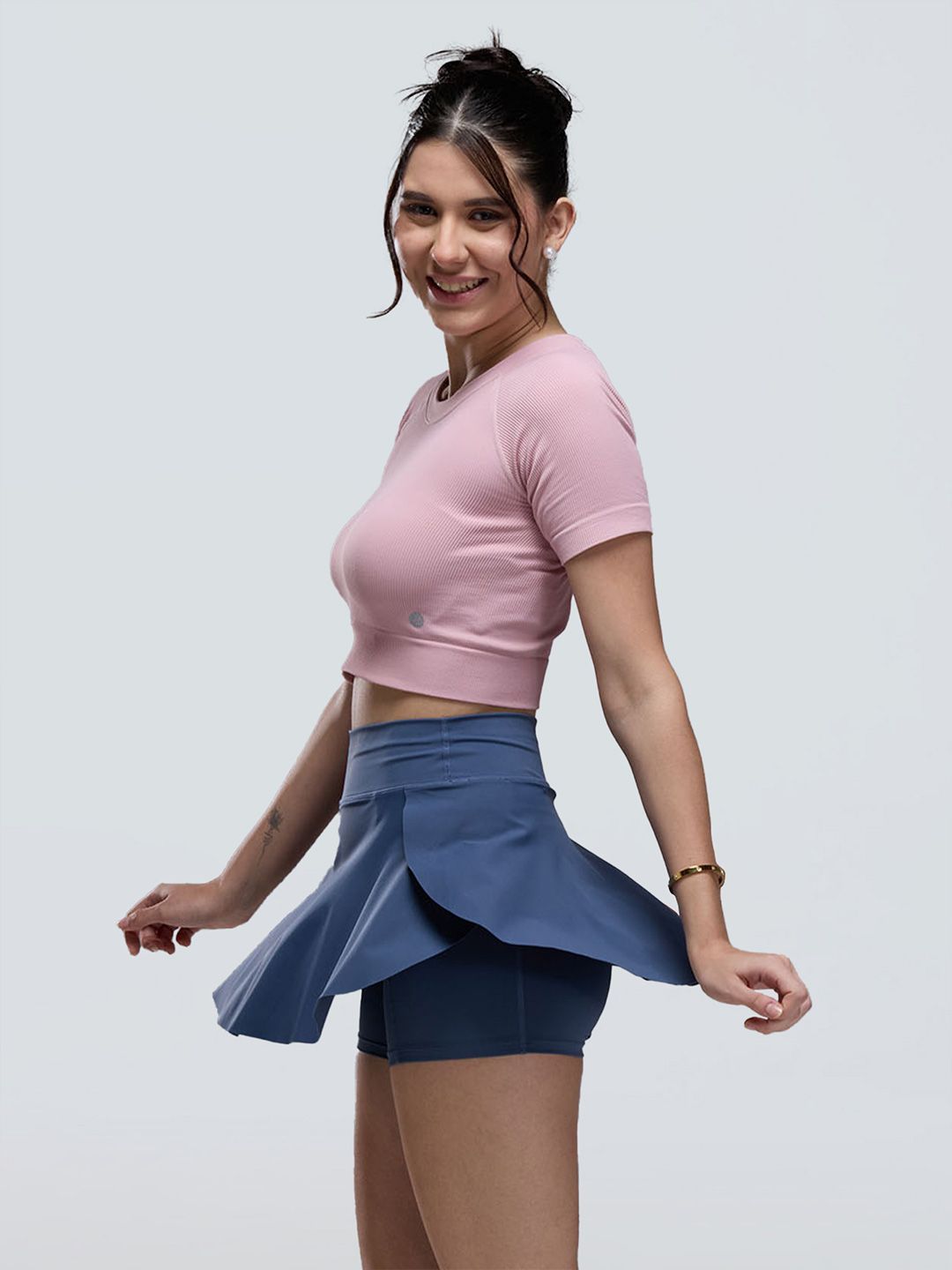 Steel Blue Swirl Tennis Skort