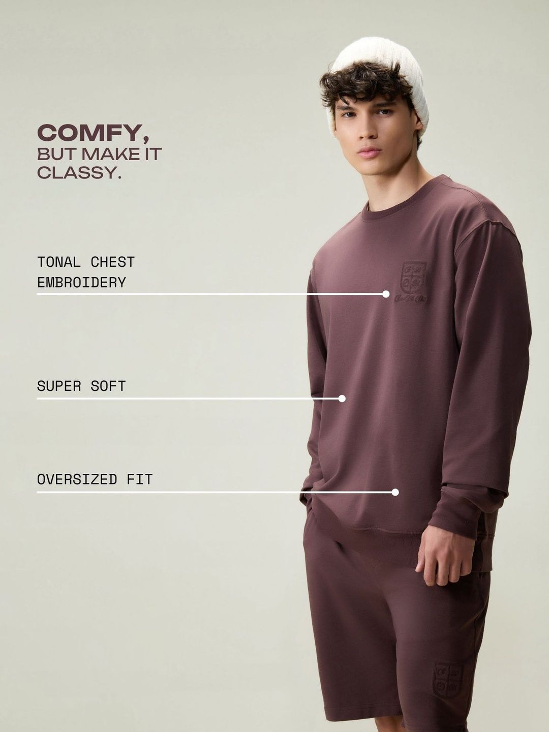 Men Brown Everywear Sweatshirt