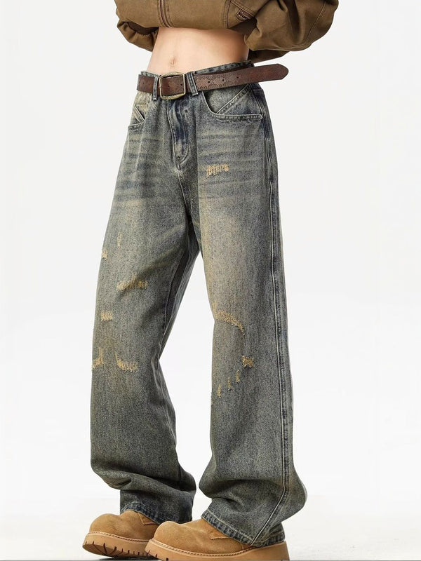 Men Wide Leg Mid-Rise Light Fade Jeans