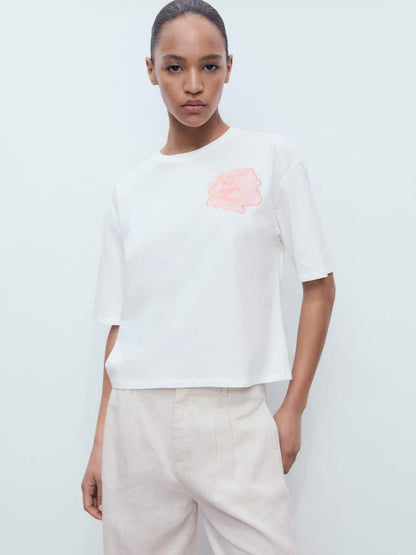 Women Floral Printed Pure Cotton T-shirt