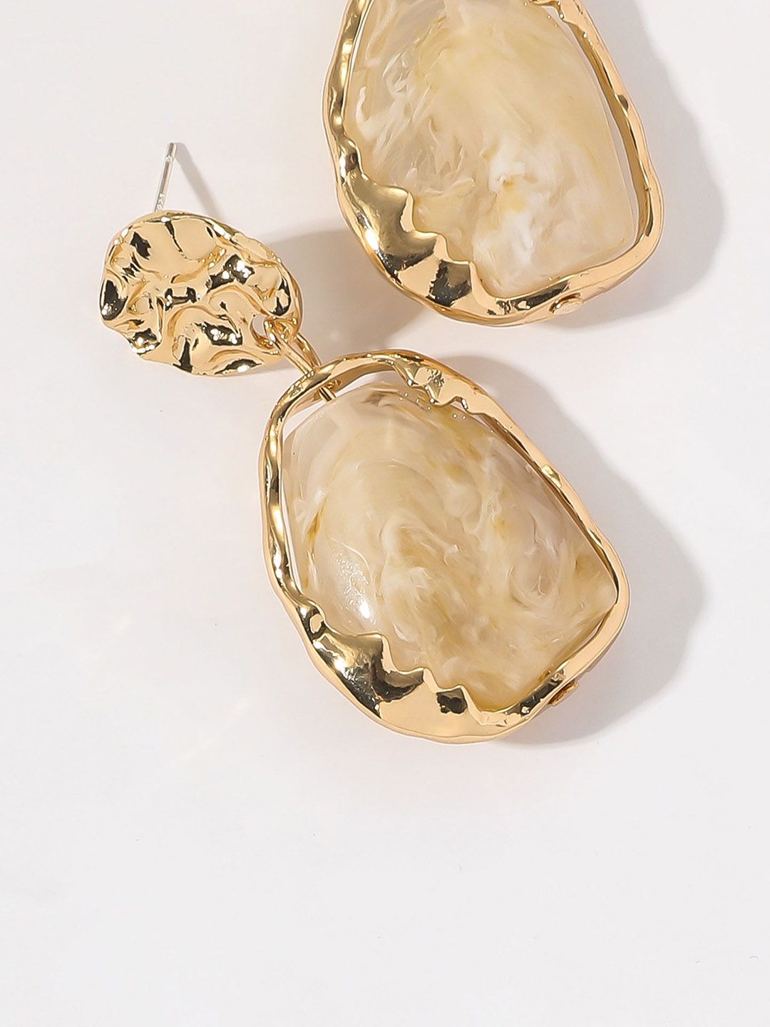 Gold-Plated Oval Chunky Drop Earrings