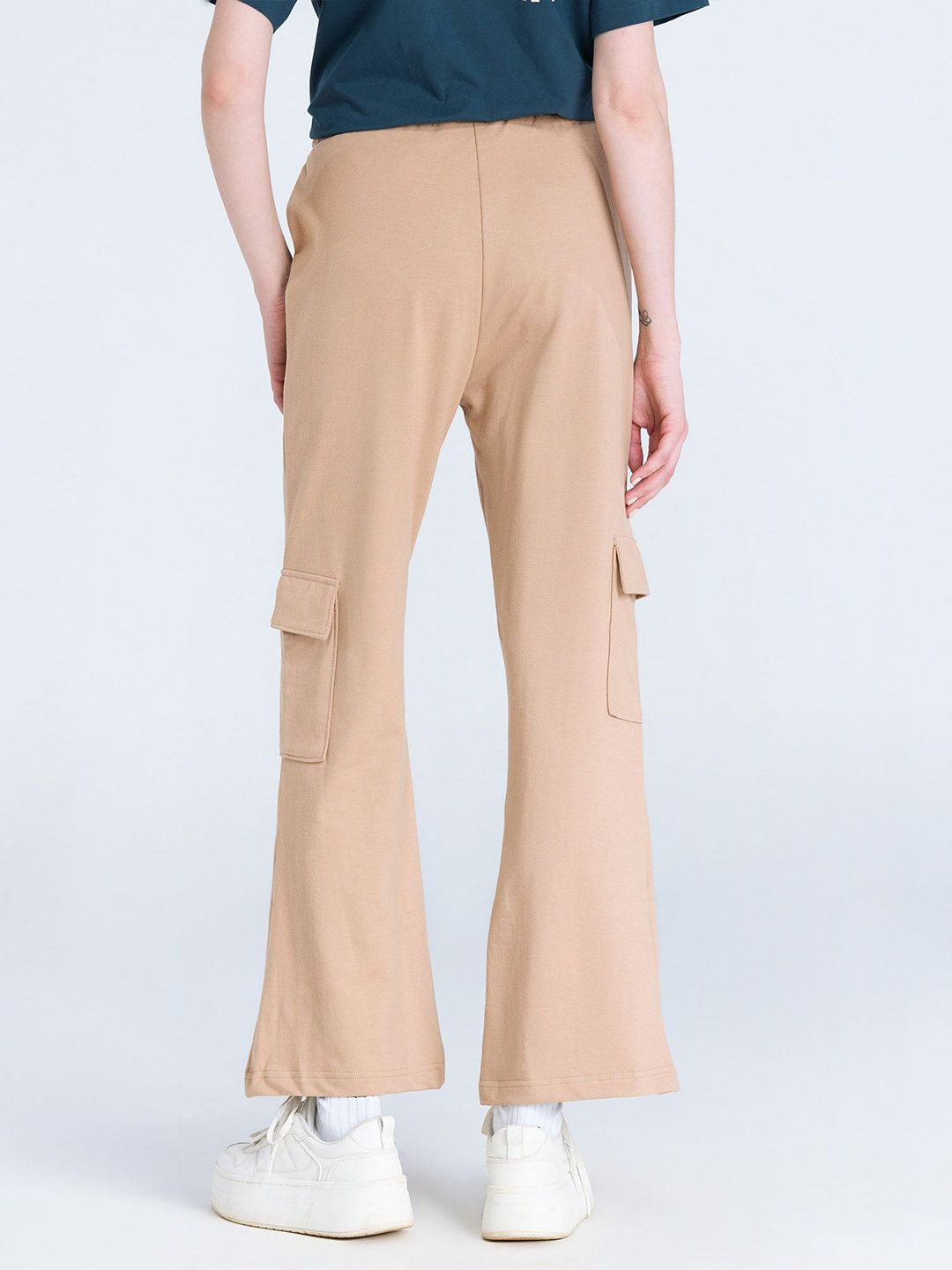 Beige Wide Cargo Joggers