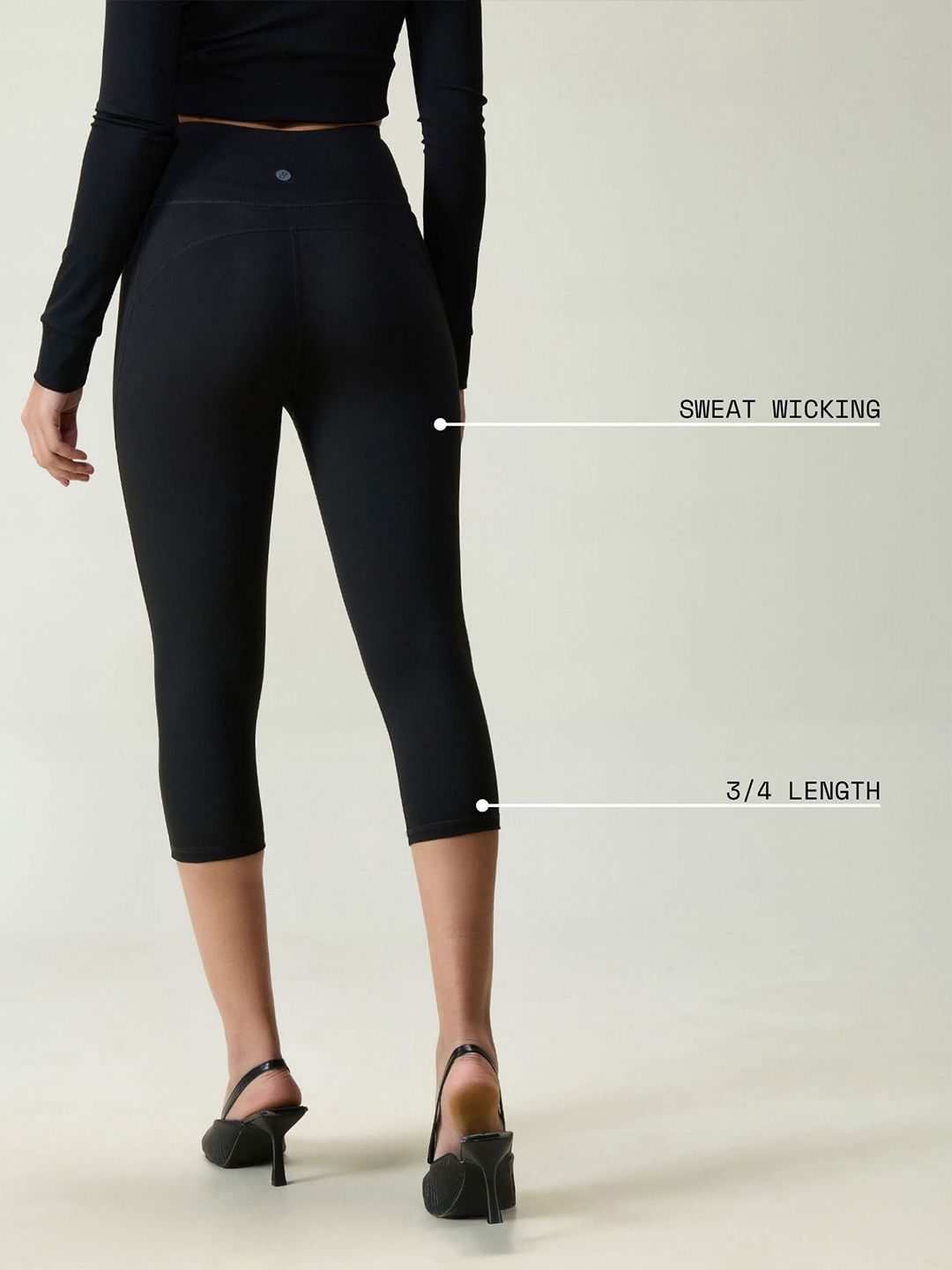 Women Black Sculpt Capri