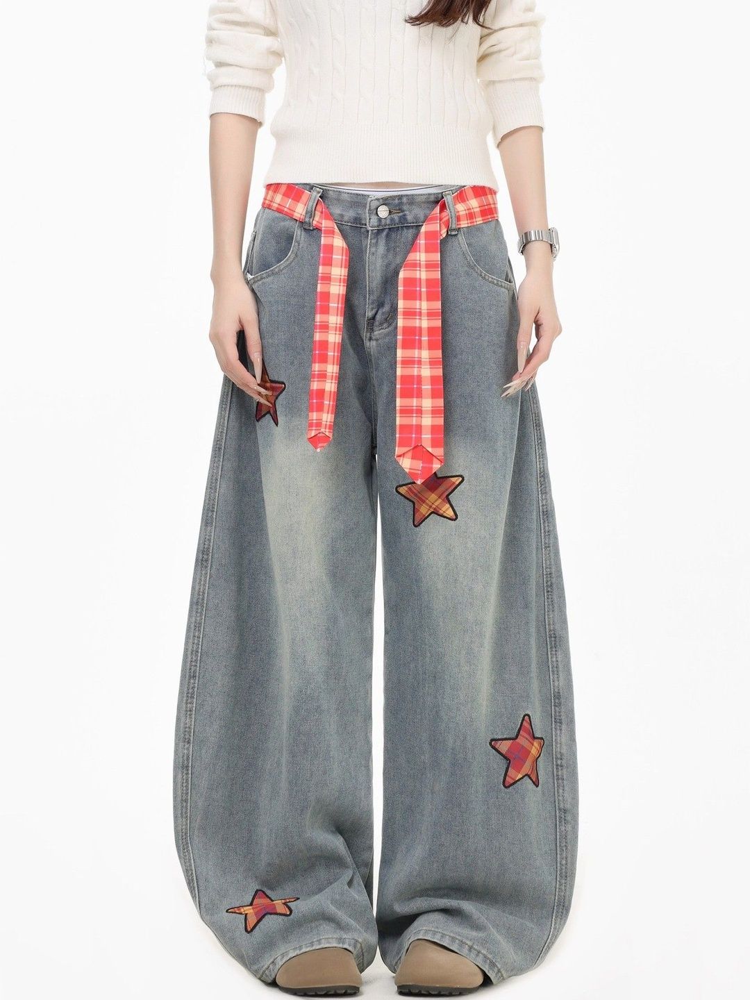 Women Wide Leg High-Rise Light Fade Jeans