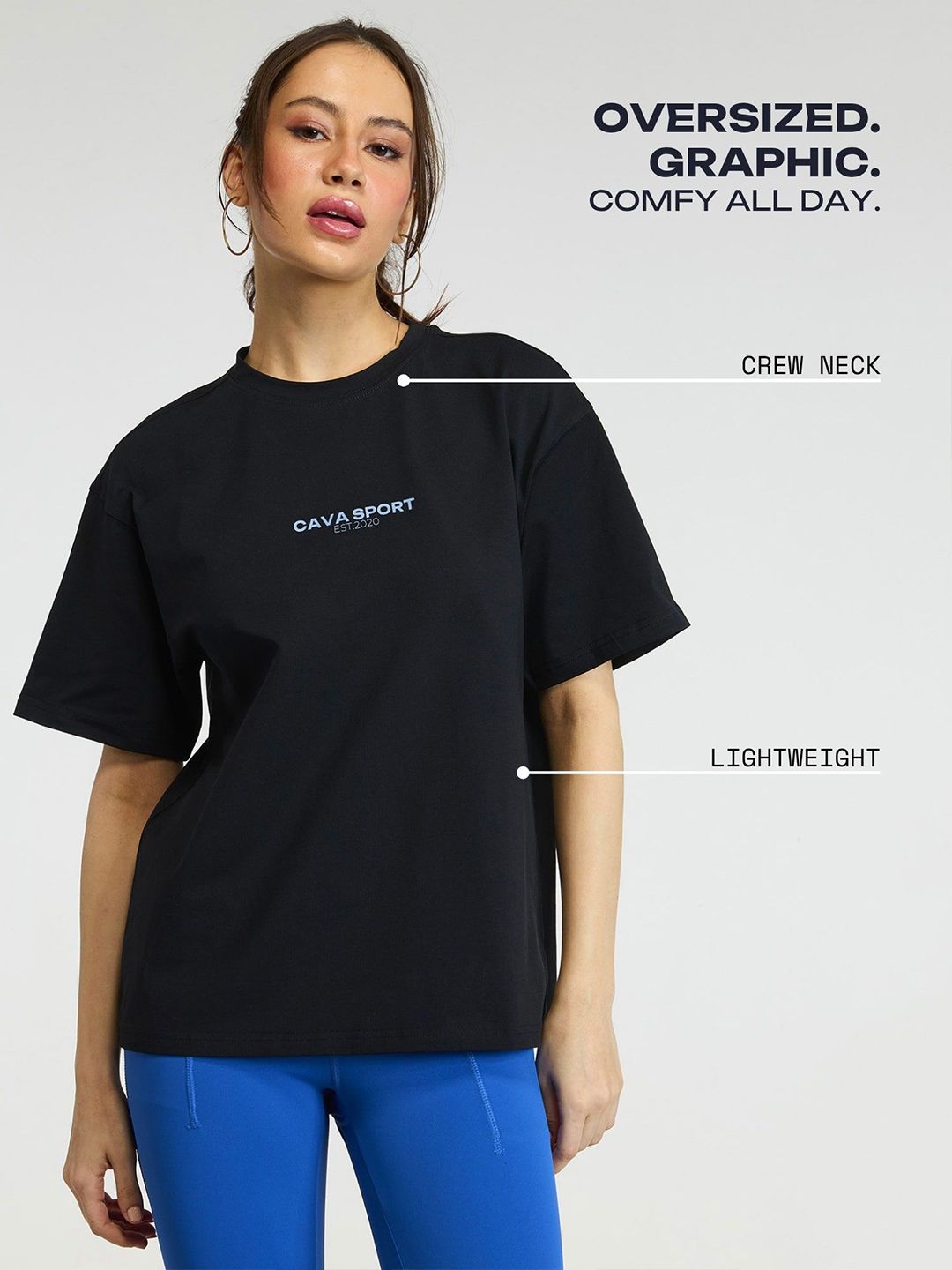 Black Cava Sport Oversized Tee