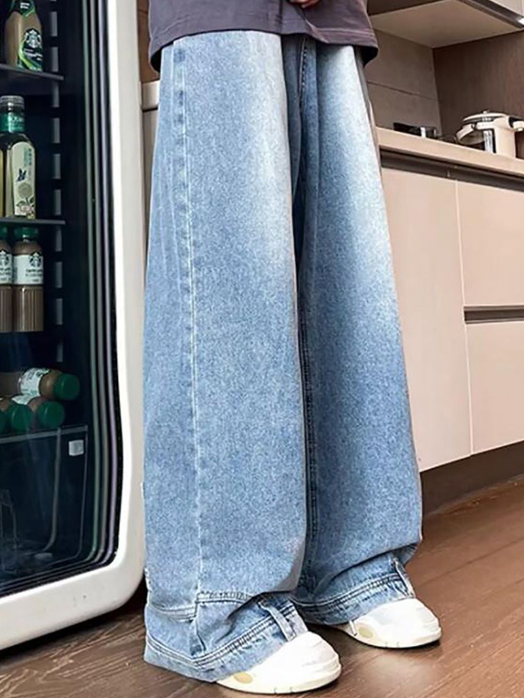 Men Wide Leg Light Fade Jeans