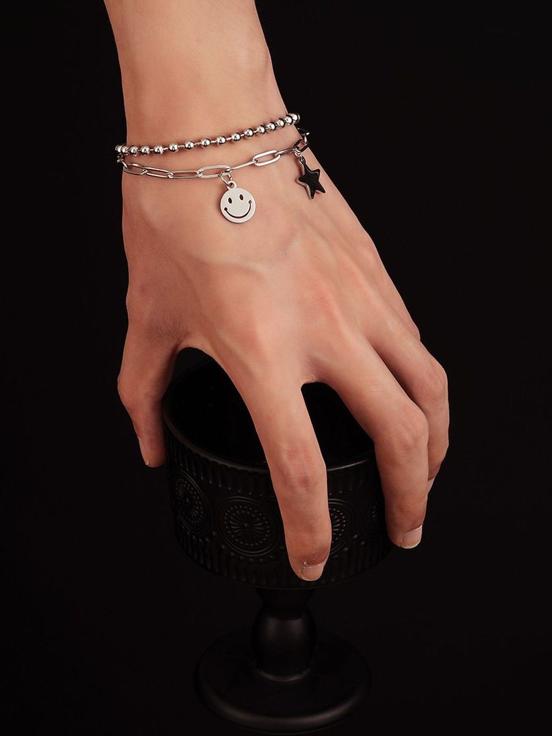 Men Handcrafted Silver-Plated Link Bracelet