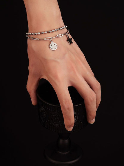 Men Handcrafted Silver-Plated Link Bracelet