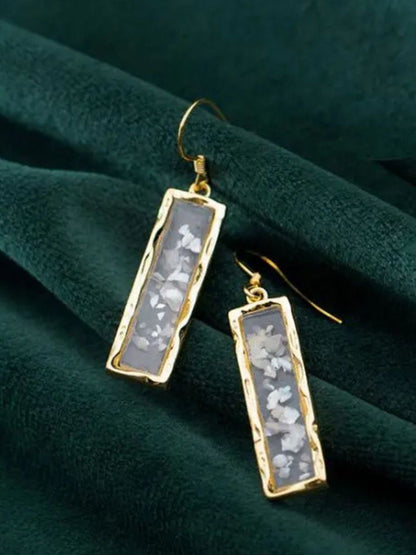 SALTY Pack of 2 Women Resin Long Bar Acrylic Dainty Gold Bling Drop Earrings