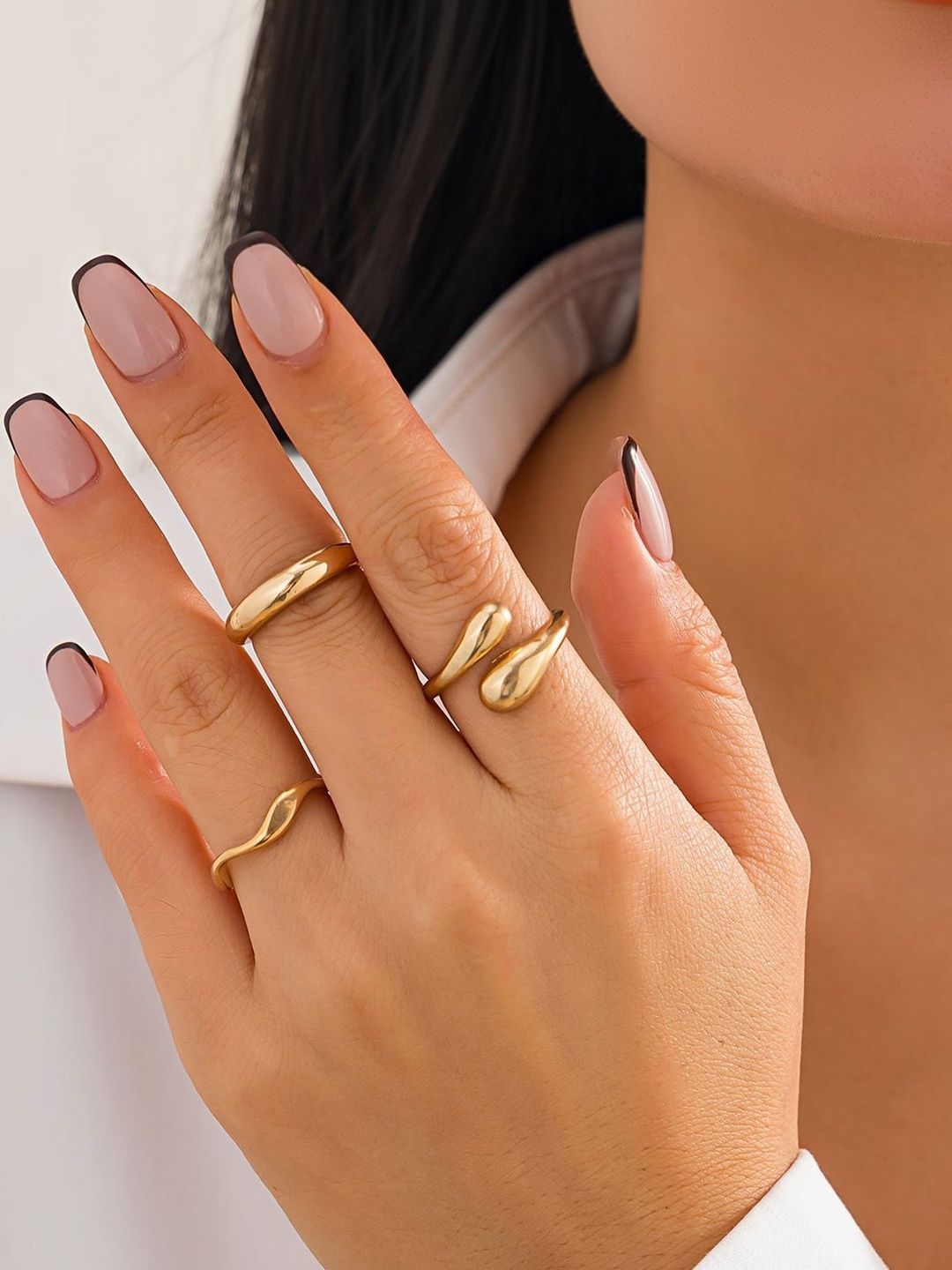 Set of 3 Gold-Plated Finger Ring