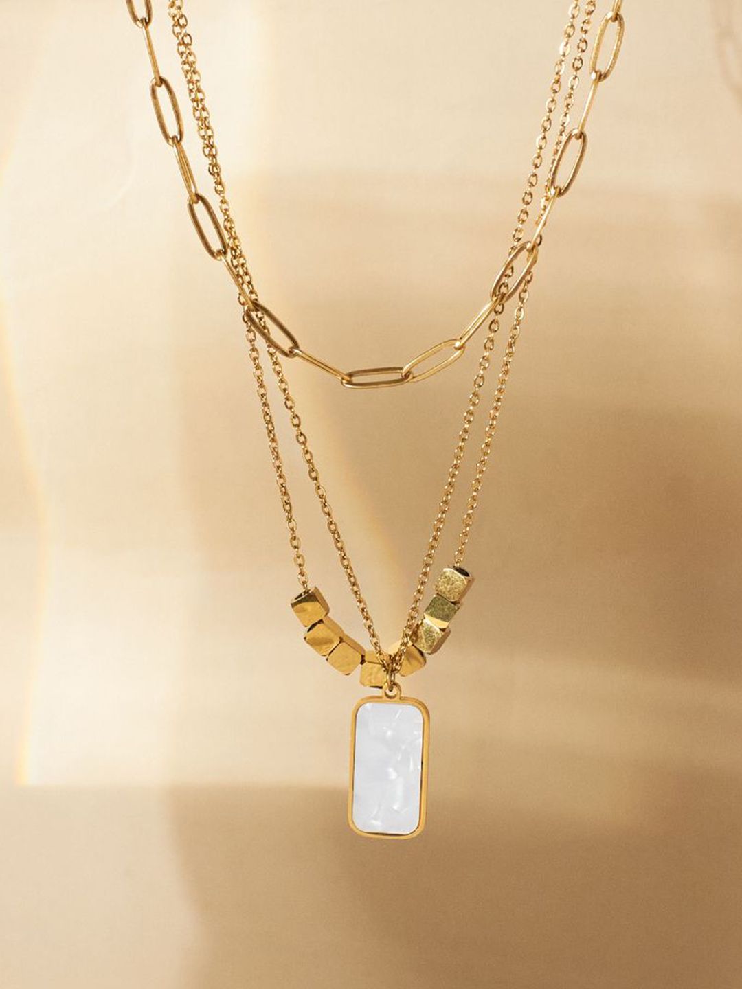 SALTY Marble Layered Stainless Steel Necklace