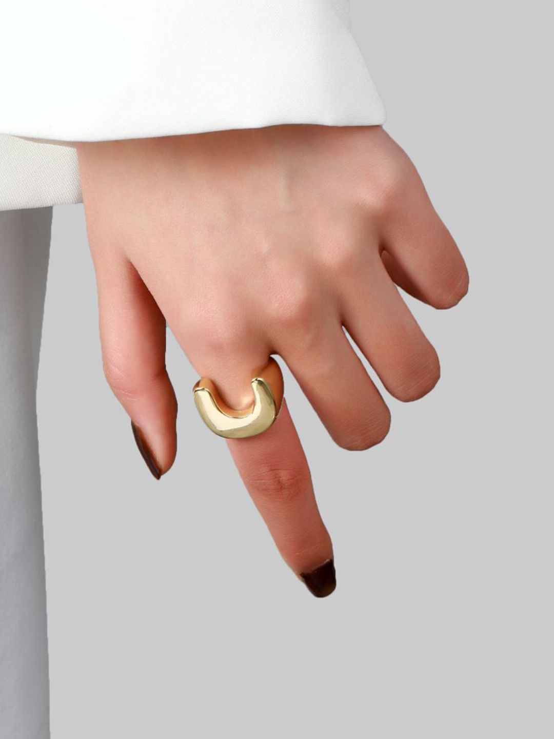 SALTY Women & Girls Moonbend Golden Stylish Adjustable Finger Ring