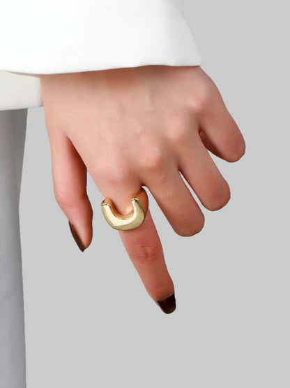 SALTY Women & Girls Moonbend Golden Stylish Adjustable Finger Ring