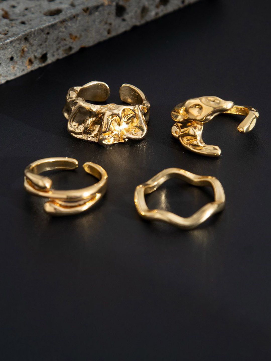 Men Set Of 4 Gold-Plated Finger Rings