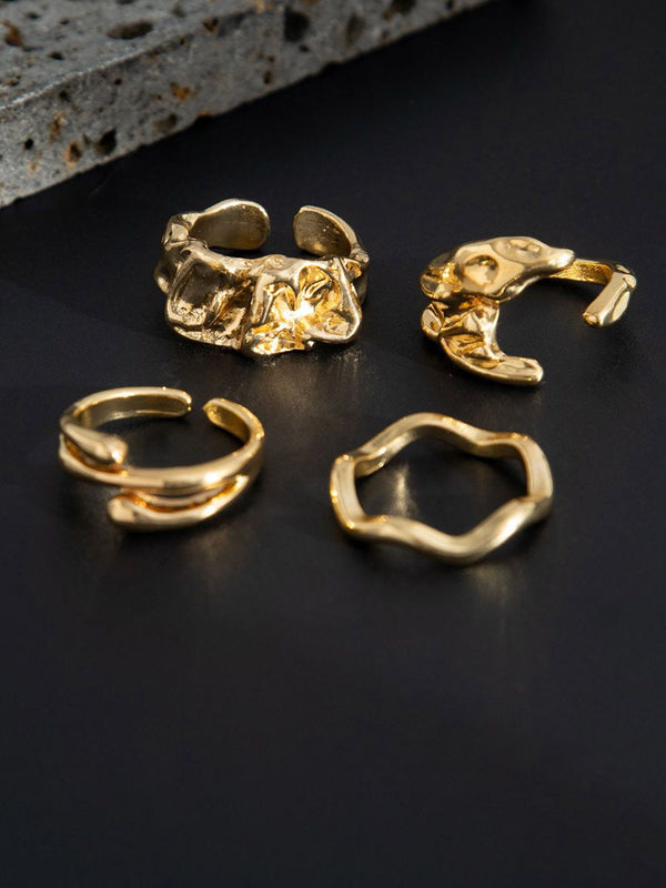 Men Set Of 4 Gold-Plated Finger Rings