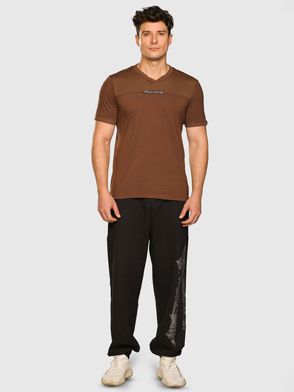 Men Printed V-Neck T-shirt