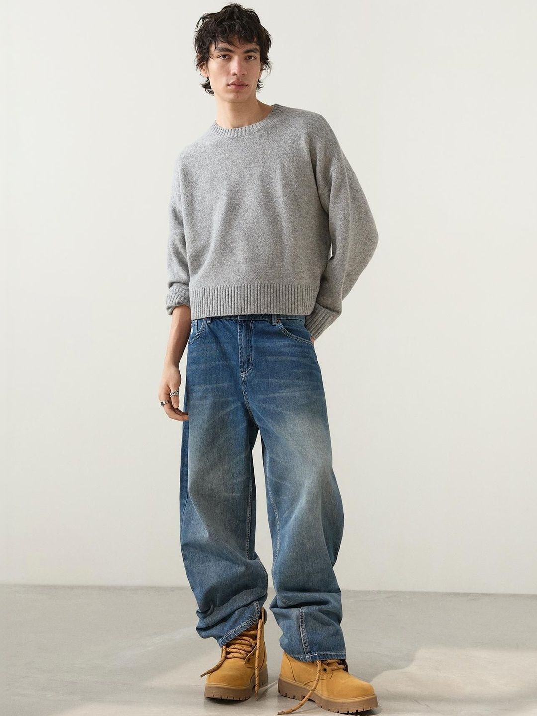 Men Embroidered super baggy jeans