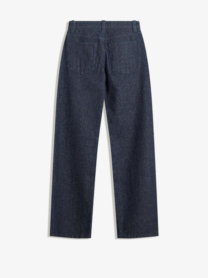 Textured Straight-leg Wide-leg Jeans