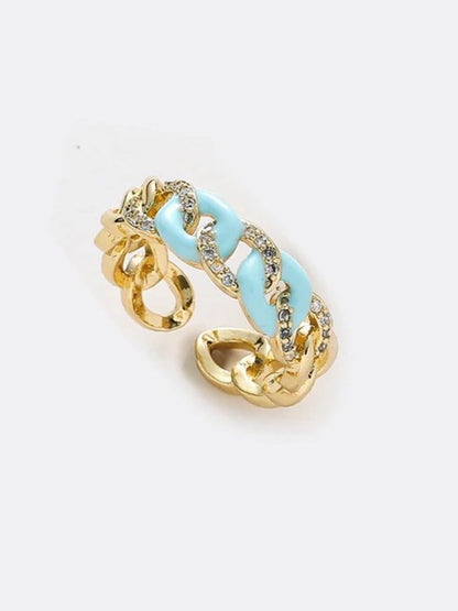 SALTY Forever Love 14KT Gold-Plated Diamond Stone Studded Adjustable Finger Ring