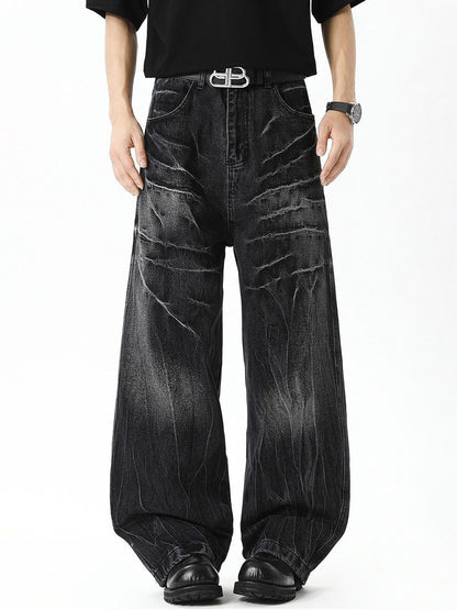 Men Wide Leg Mid-Rise Jeans