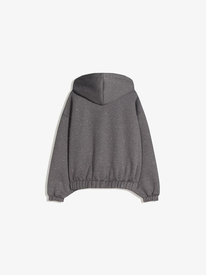 Shimmery neoprene-effect hoodie
