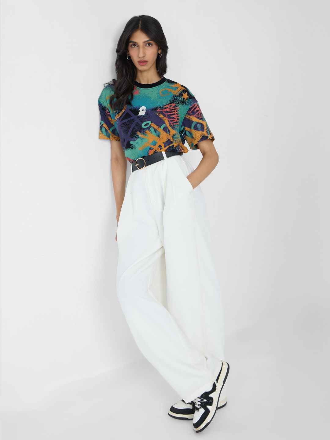 Women Oversized Fit Printed Multi T-Shirts