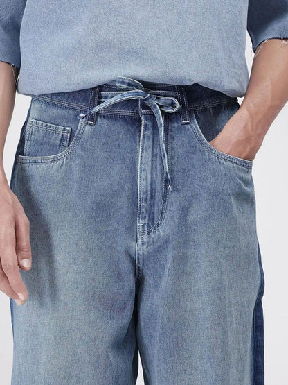 Men Comfort Light Fade Baggy Crinkle Clean Look Jeans