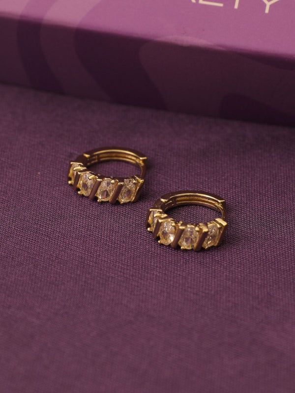 SALTY Gold-Plated Contemporary Artificial Stone Studded Studs Earrings