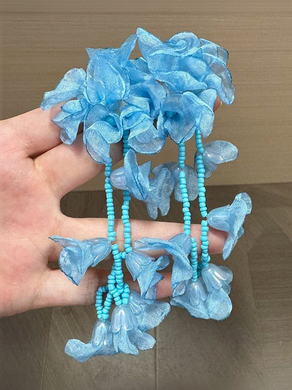 Artificial Beaded Floral Shaped Drop Earrings
