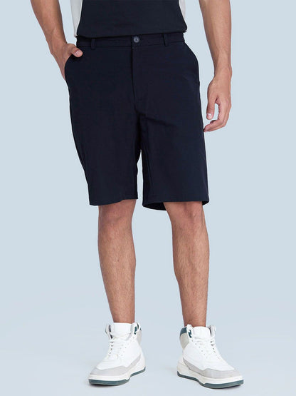 Men Solid Regular Fit Black Stride Golf Shorts